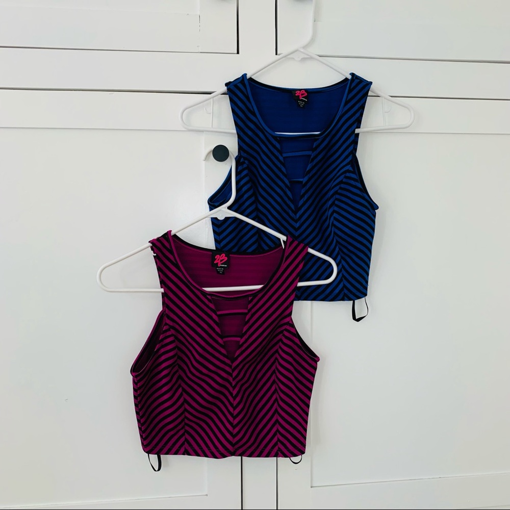 Bundle 2B Bebe Purple & Blue Stripe Tops Size XS